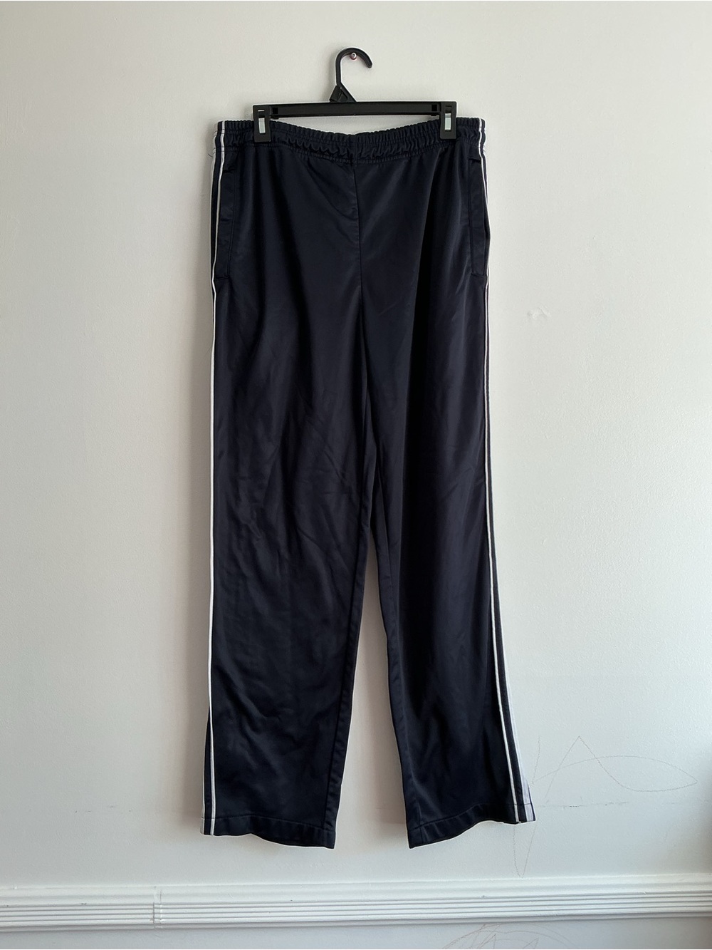Men's Black Track Pants with White Side Stripe